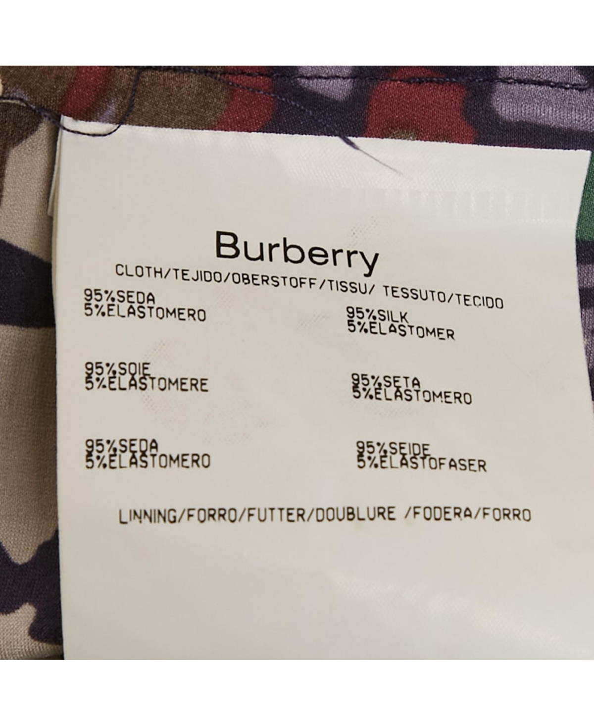 Pre-Owned Burberry Women's London Printed Satin Silk Tie-Up Neck Detail Blouse