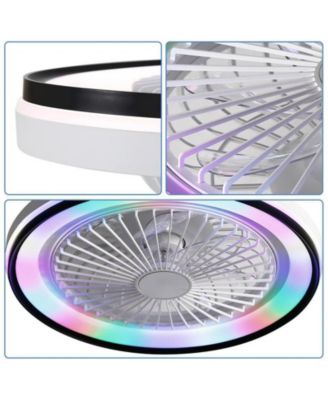 19-inch Modern White 7-Blade Ceiling Fan with Dimmable Color Changing LED and Remote Control