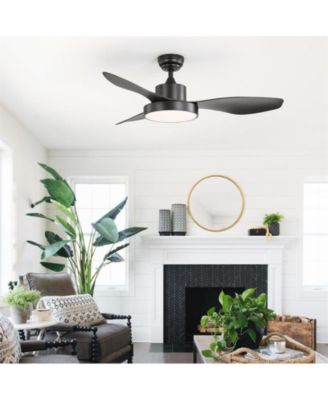47-inch Modern Black 3 Blades Ceiling Fan with Six-Speed Remote Control and Timing Function and Light Kit