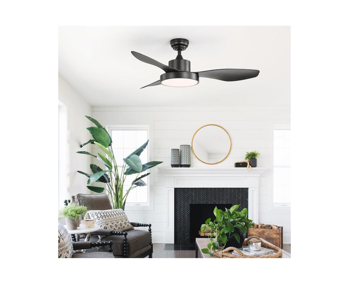 Sofucor 47-inch Modern Black 3 Blades Ceiling Fan with Six-Speed Remote Control and Timing Function and Light Kit