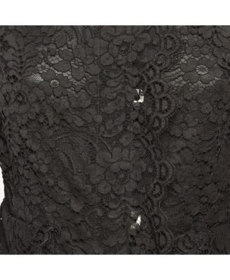 Women's Black Floral Lace Button Front Jacket