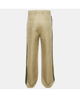 Men's Green Linen Panelled Trousers