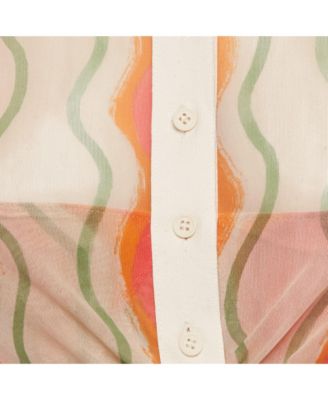 Women's Multicolor Mesh Le Raphia La Chemise Abaca Crop Top