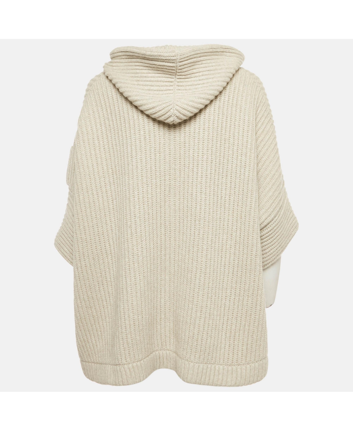 Pre-Owned Brunello Cucinelli Women's Grey Cashmere Rib Monile Hooded Cardigan