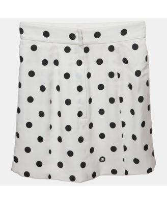 Women's White Polka Dot Print Silk Mini Skirt
