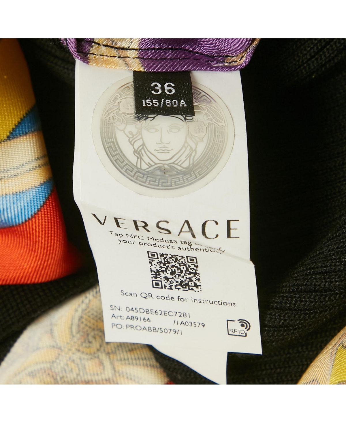 Pre-Owned Versace Women's Black/yellow Barocco Print Silk And Rib Knit Cardigan