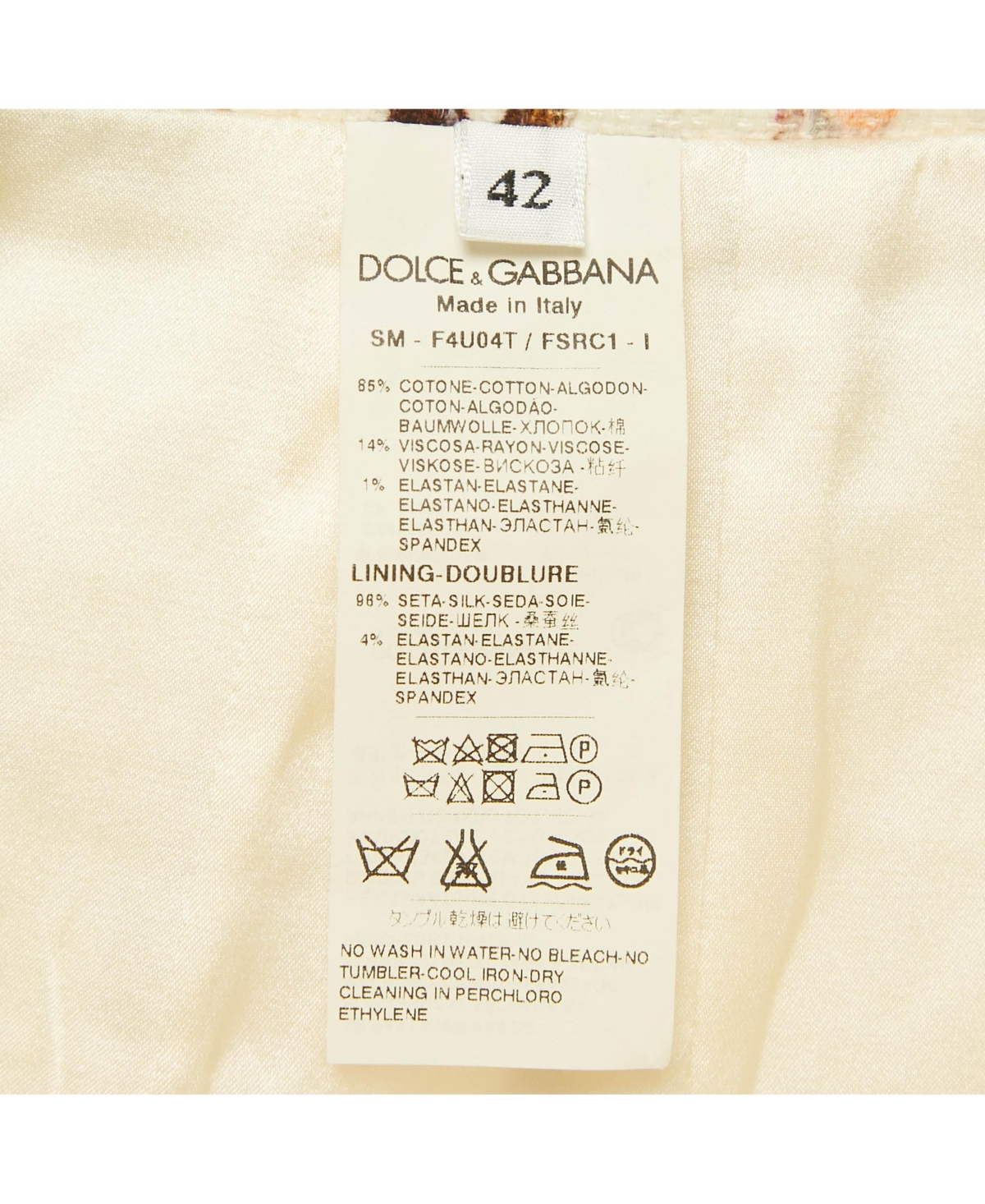 Pre-Owned Dolce & Gabbana Women's White Floral Print Tweed Mini Skirt