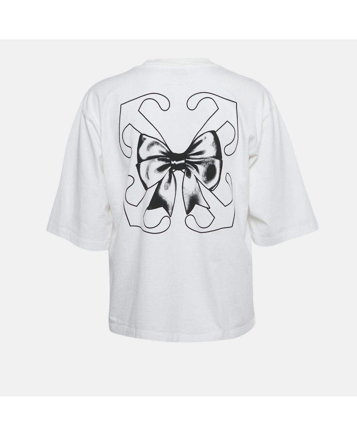 Pre-Owned Off-White Women's Pre-Owned Bow Print Jersey Crewneck T-Shirt