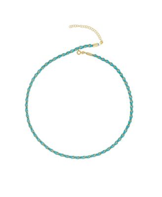 Women's Handmade Rope Braided Sterling Silver Beaded Chain Necklace