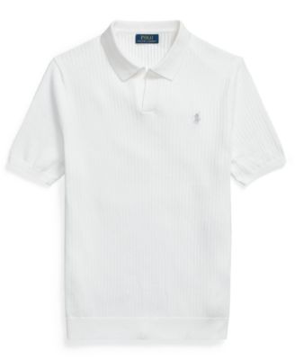 Men's Rib-Knit Cotton Johnny Collar Sweater