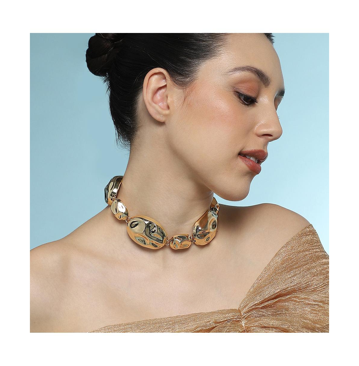 Women's The Chunky Dented-Pierre Collar Necklace - California Gold