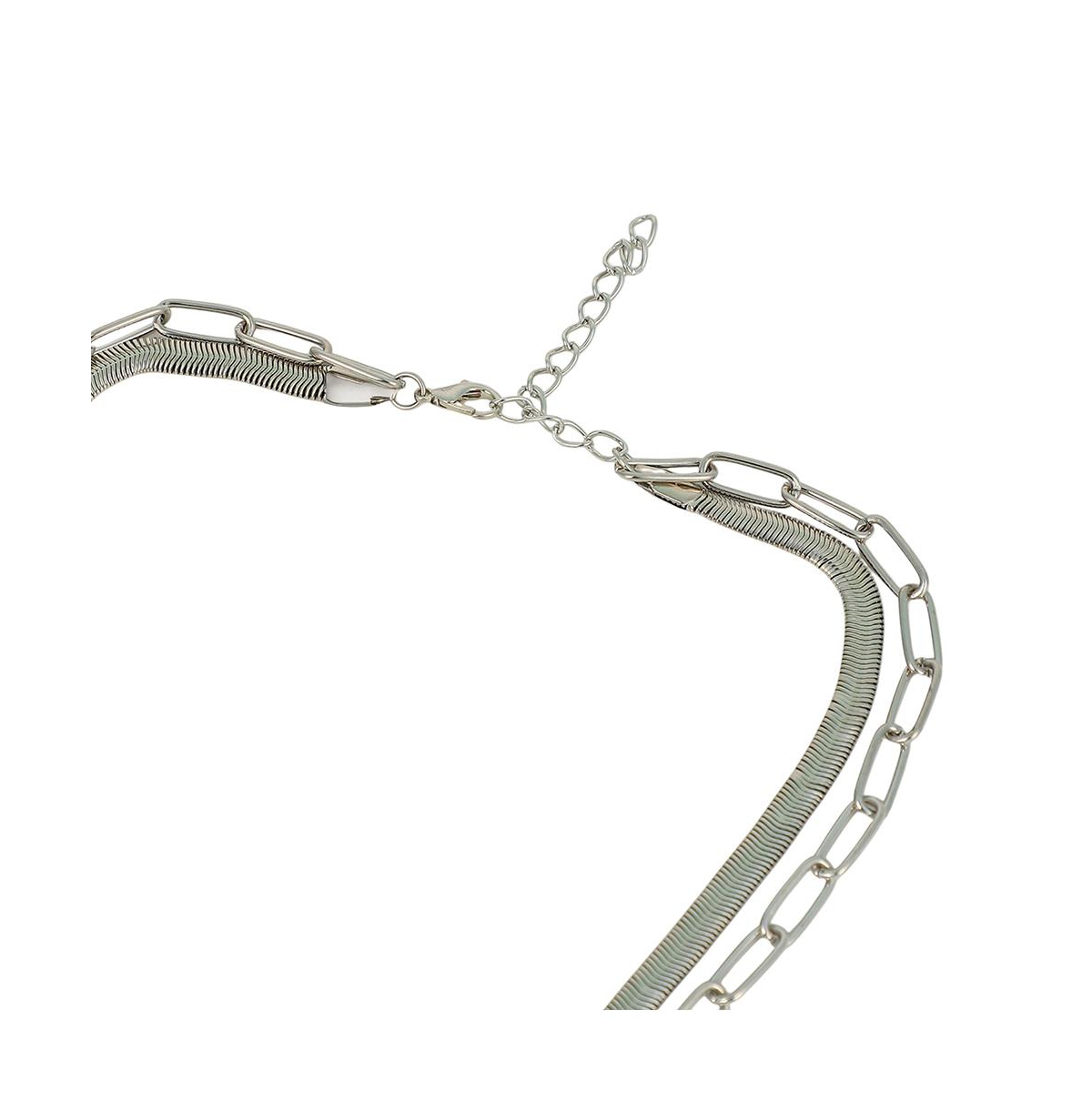 Sohi Women's The Sylvan-Snakechain Multi-Layer Necklace - Chrome Silver