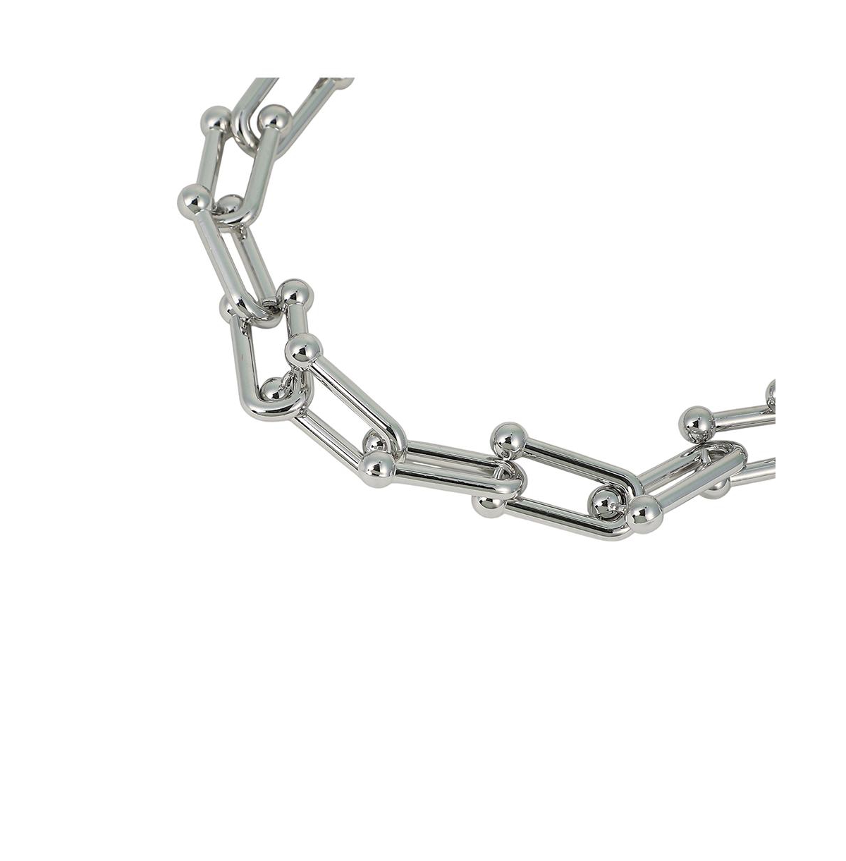 Sohi Women's The Chunky Clip-Link Chain Necklace - Chrome Silver