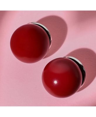 Women's The Chunky-Jacqueline Stud Earrings - Cherry Red & Metallic Silver
