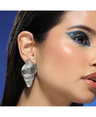 Women's The Translucent-Conchiglia Statement Earrings - Metallic Silver