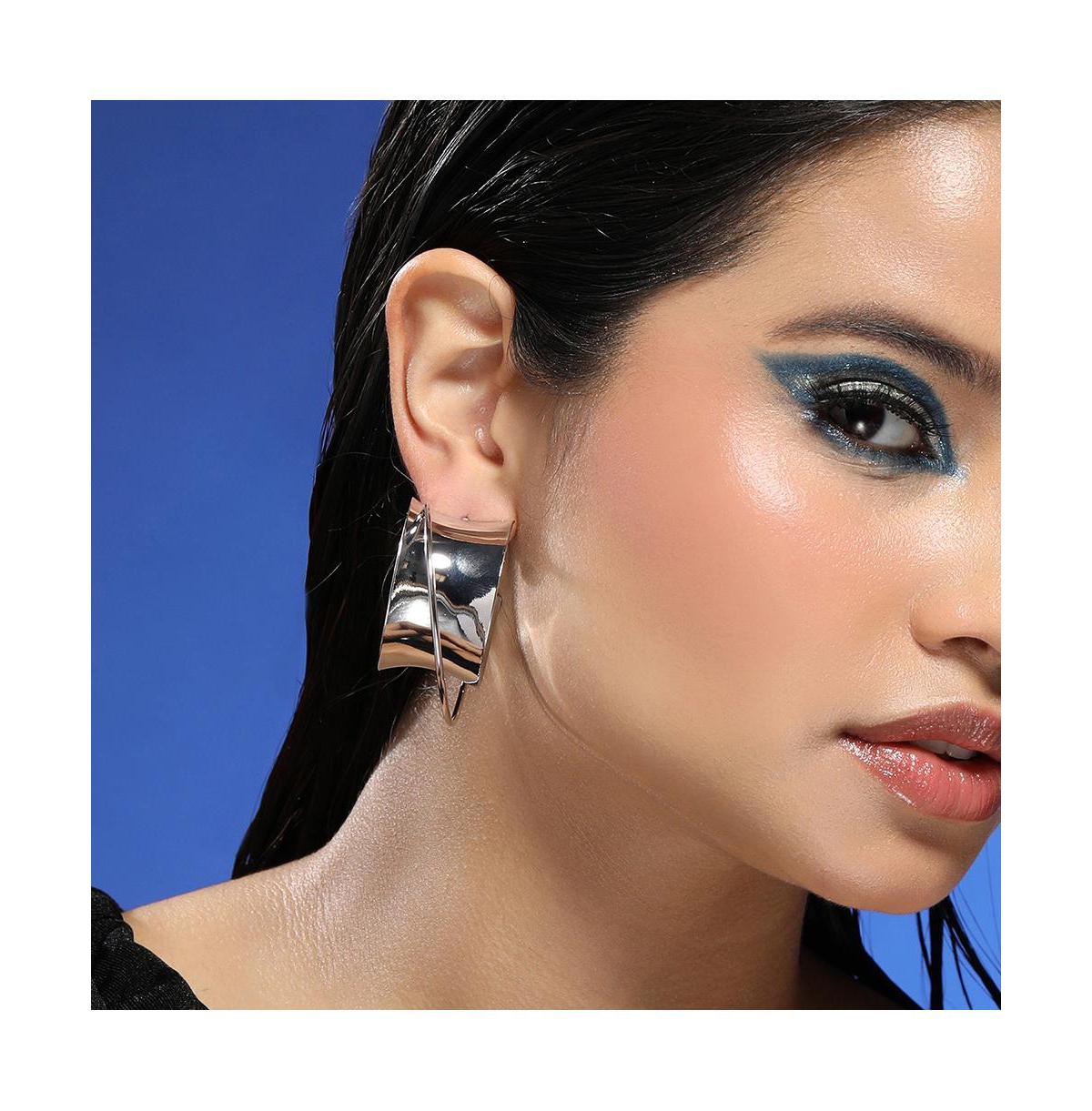 Women's The Chunky-Orbiter Half-Hoop Earrings - Metallic Silver