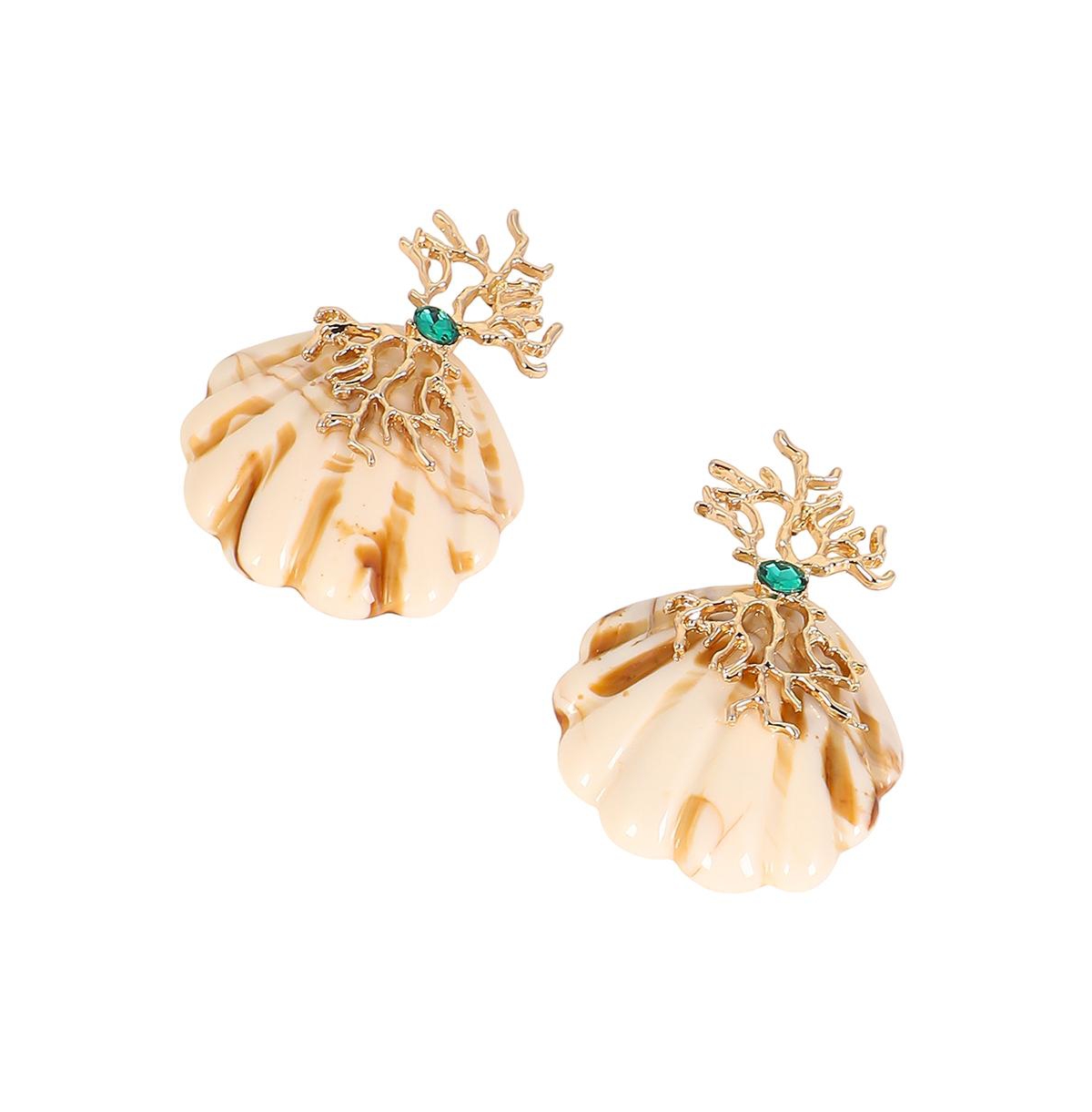 Women's The Veined-Conchiglia Drop Earrings - California Gold