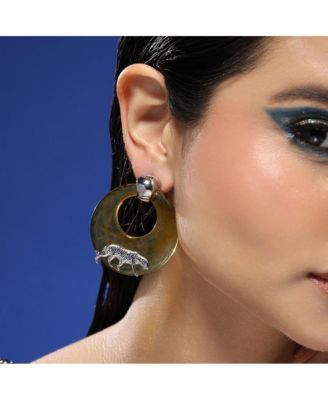 Women's The Circular-Panthera Statement Earrings - Metallic Silver