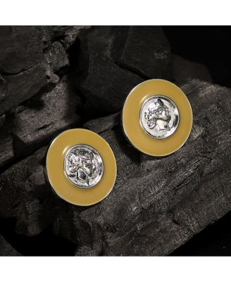 Women's The Enamel-Coin Stud Earrings - Metallic Silver