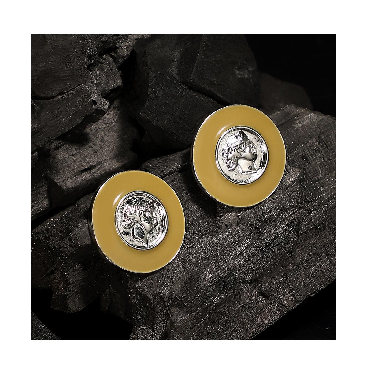 Women's The Enamel-Coin Stud Earrings - Metallic Silver