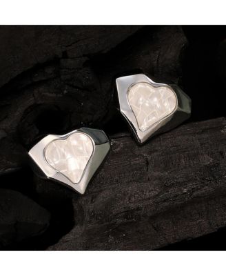 Women's The Coeur-Edge Stud Earrings - Metallic Silver