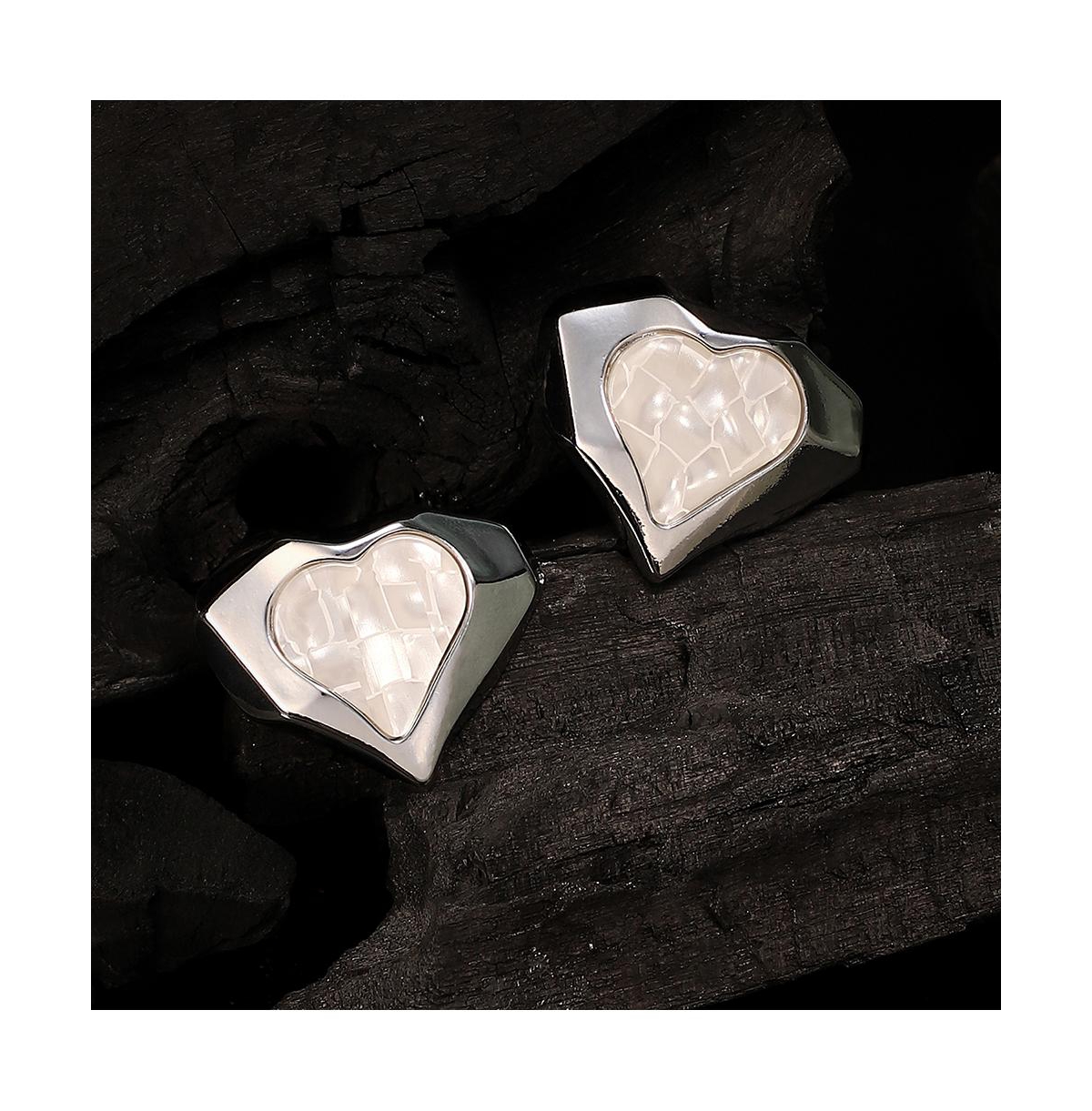 Women's The Coeur-Edge Stud Earrings - Metallic Silver