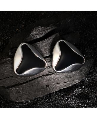 Women's The Enamel-Triad Stud Earrings - Metallic Silver