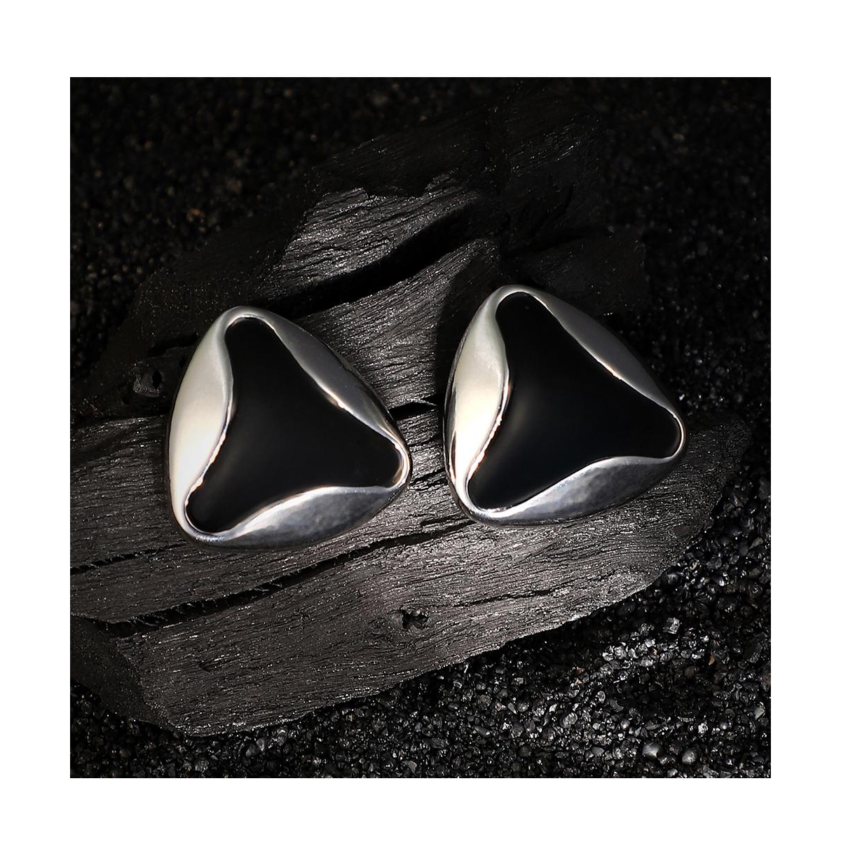 Women's The Enamel-Triad Stud Earrings - Metallic Silver