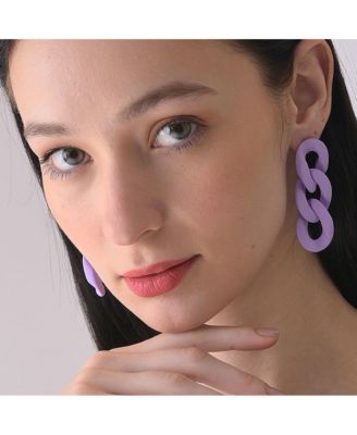 Women's Purple  Chainlink Drop Earrings
