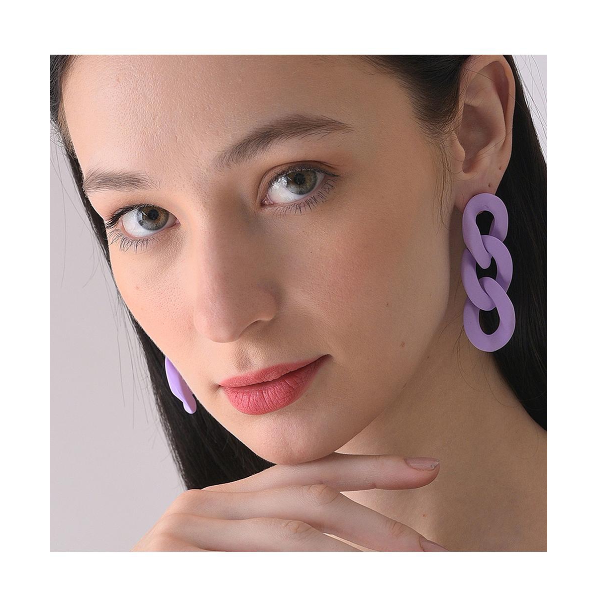 Sohi Women's Purple Chainlink Drop Earrings