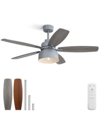 52-inch Grain Farmhouse Gray Wood 5-blade Ceiling Fan with Light Kit and Remote Control