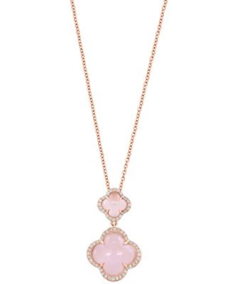 Diamond (1/4 ct. t.w.) & Pink Quartz (3-5/8 ct. t.w.) Pendant Necklace in 14k Rose Gold