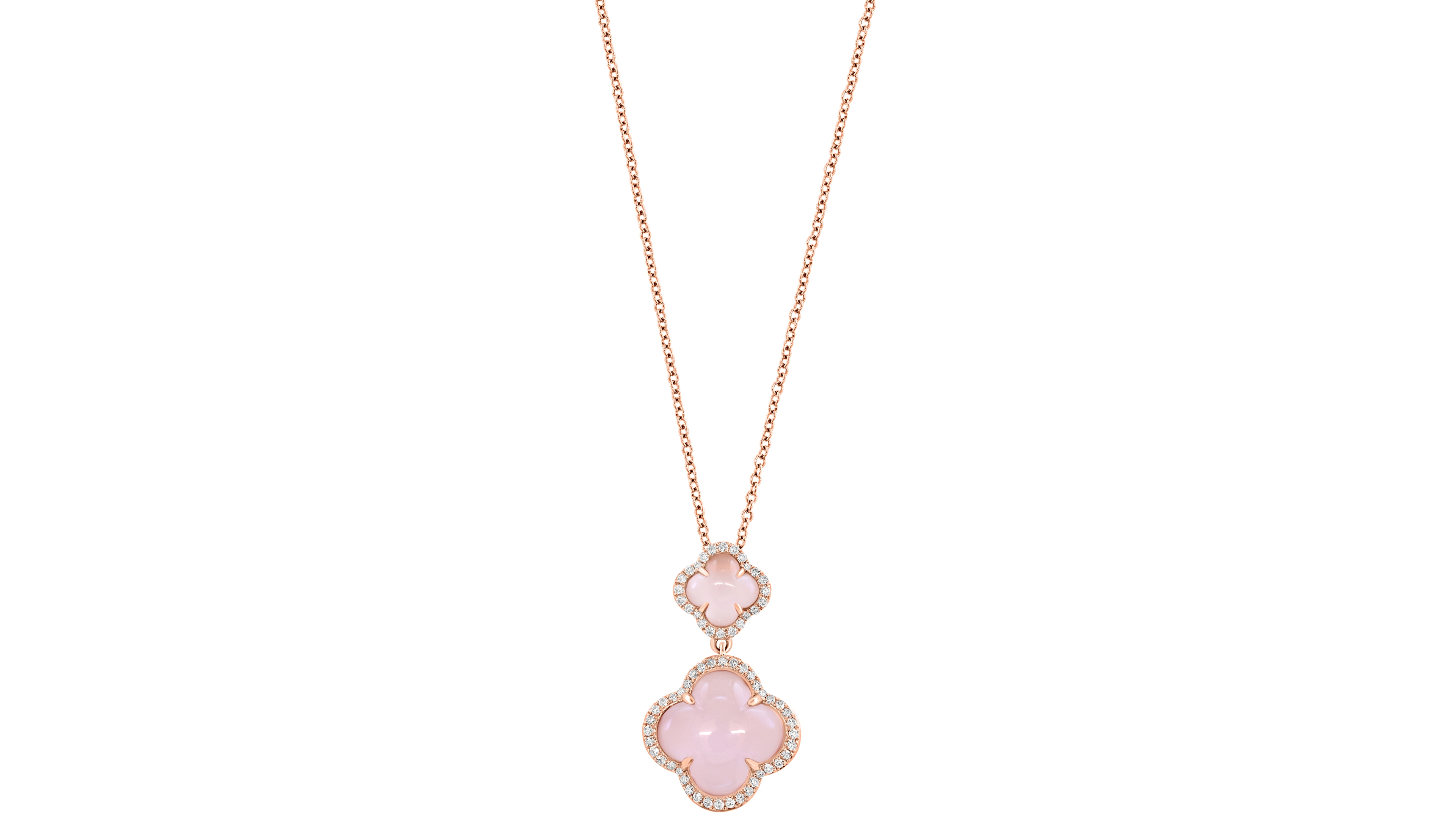Effy Collection Diamond (1/4 ct. t.w.) & Pink Quartz (3-5/8 ct. t.w.) Pendant Necklace in 14k Rose Gold