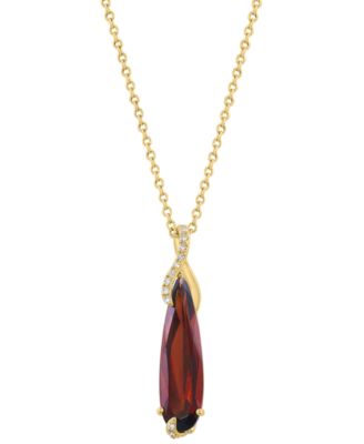 Diamond (1/10 ct. t.w.) & Garnet (3-3/8 ct. t.w.) Pendant Necklace in 14k Yellow Gold