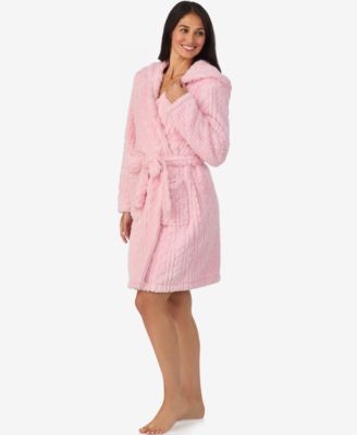 Cuddl Dud Women's Short Long-Sleeve Hooded Wrap Robe