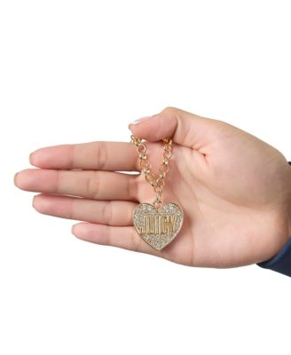 Logo in Heart Pave Necklace - tone