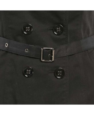 Women's London Black Cotton Gabardine Double Breasted Short Dress