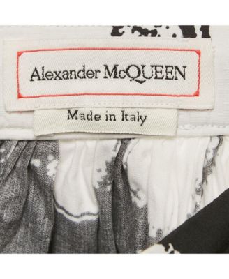 Women's Black/white Abstract Print Cotton Pleated Short Skirt