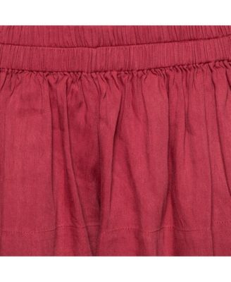 Women's Etoile Red Linen Blend Shorts