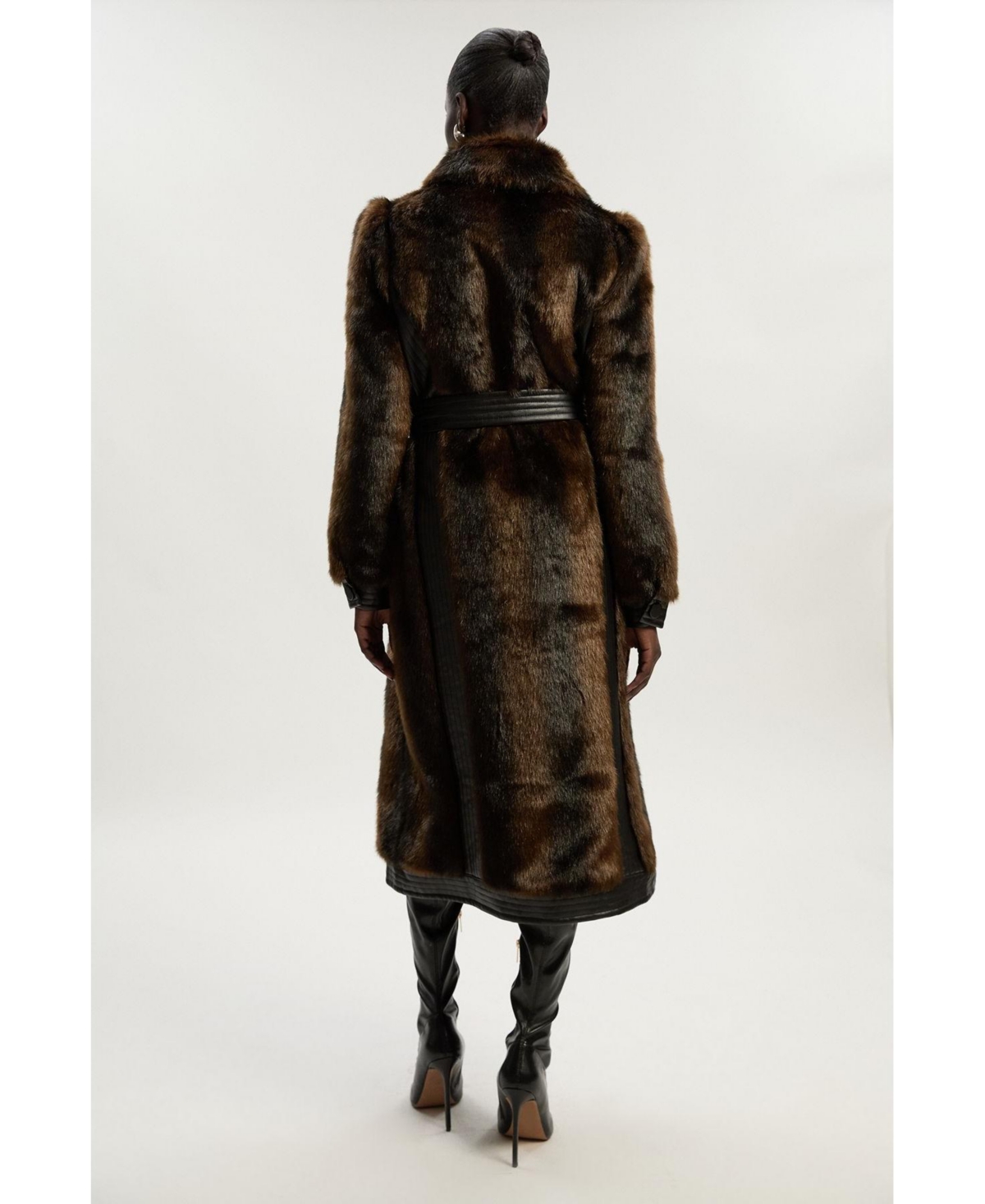 Karen Millen Women's Faux Fur Belted Midi Coat