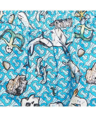 Women's Blue Tawney Print Silk Shorts