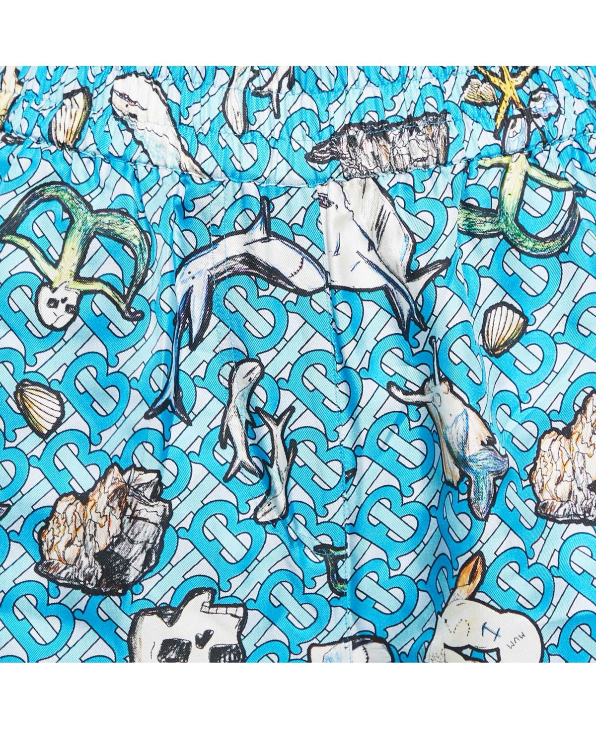 Pre-Owned Burberry Women's Blue Tawney Print Silk Shorts