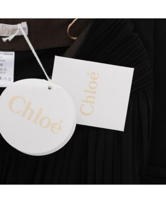 Women's Black Silk Pleated Midi Skirts