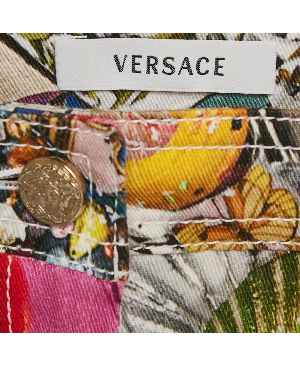 Pre-Owned Versace Women's Multicolor Printed Denim Shorts