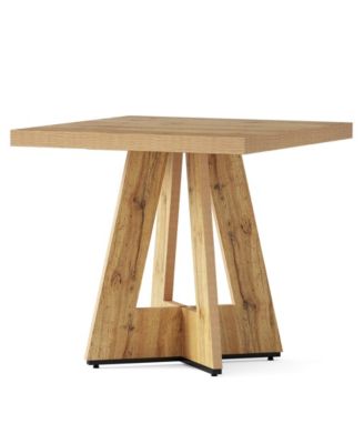 Square Dining Table for 4, 31.5-Inch Small Kitchen Table with Pedestal Base, Farmhouse Wooden Dinner Table