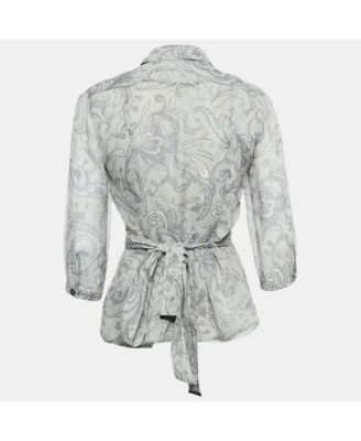 Women's London Printed Crepe Tie-Up Pleated Top