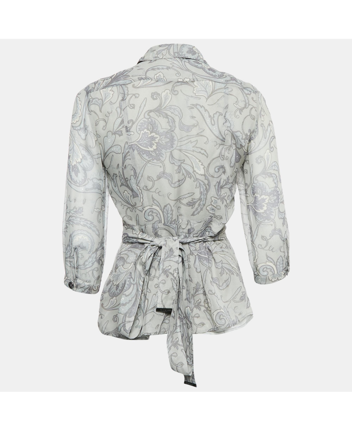 Pre-Owned Burberry Women's London Printed Crepe Tie-Up Pleated Top