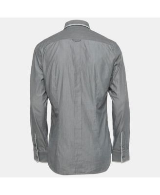 Men's Grey Stripe Cotton Button Front Shirt