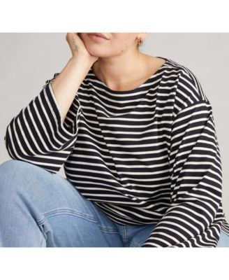 Plus Size Montauk Breton Stripe Bell Sleeve Top