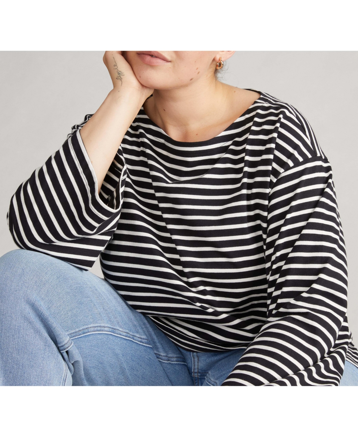 Universal Standard Plus Montauk Breton Stripe Bell Sleeve Top